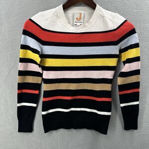 Joos Tricot Sweater Womens Small Stretch Preppy Stripe Crew Neck Silk Blend Core